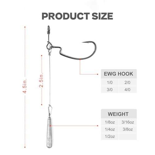 OJYDOIIIY Jika/Tokyo Rig (10/12 PCs) - Drop Shot Style Fishing Rigs with Weedless EWG Hooks (1/8 3/16 1/4 3/8 1/2oz) | Replaceable Hooks & Weights - color: Tokyo Rig, size: 1/2oz - 10Pack