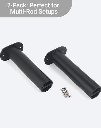 Flush Mount Fishing Rod Holder, 90 Degree UV-Protected PP Plastic (8"x1.5"), 2PCS with 4 M4 304 Stainless Steel Mounting Screws for Boats, Kayaks, Yachts - color: Black