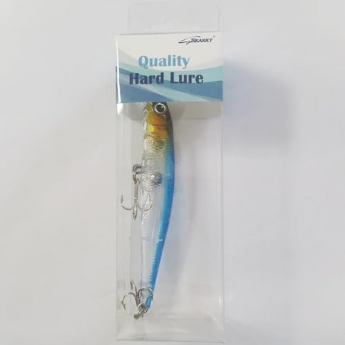 SEASKY Floating Minnow Bass Bait Laser Top Water Lures, Jerk Baits for Bass Fishing, Topwater Baits for Bass Trout Freshwater 3 9/16", 5/16oz Minnow - color: 01