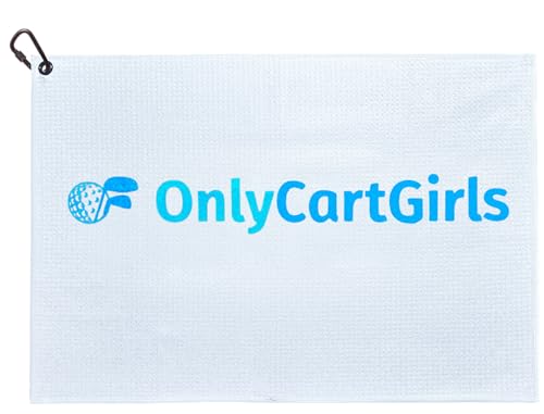 OnlyGolf Funny Microfiber Golf Towel – Large 14" x 20" Clip for Golf Bags Clubs Balls Perfect Golf Gag Gift Enthusiasts Waffle Men Premium Carabiner (White OnlyCartGirls) - color: White Onlycartgirls