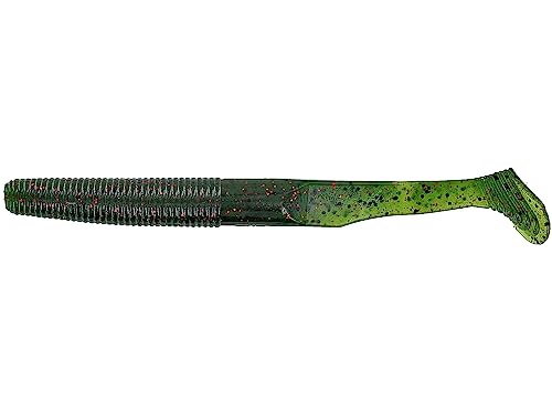 Yamamoto 5.5" Swimming Senko Soft Worm Paddle Tail Fishing Swim Bait Lures - 7 Pack - color: Watermelon with Large Black & Small Red Flake, size: 5.5"