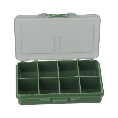 Fishing Tackle Box for Carp Fishing, Small Bait Storage Container with 1-8 Compartments, PP Polymer Lure Organizer and Rig Case, Green(F) - size: F