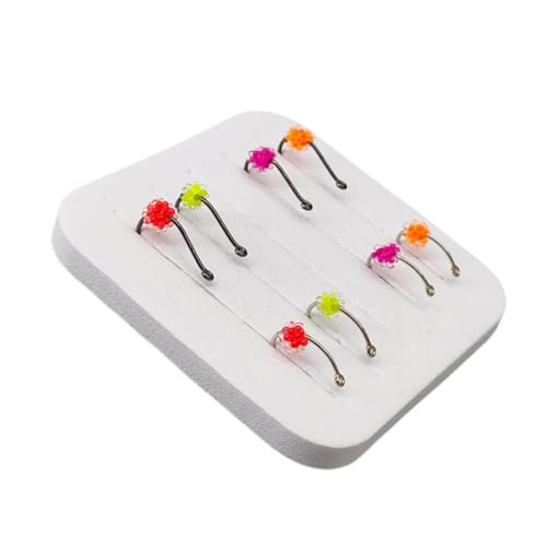 of 8 Angling Hook with Luminescent Fish Eggs Imitations and High Tensile Strength Ideal for Fast Moving Stream Fish Professional Fishing Gear