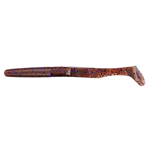 Yamamoto 5.5" Swimming Senko Soft Worm Paddle Tail Fishing Swim Bait Lures - 7 Pack - color: Cinnamon with Large Black & Purple Flake, size: One Size