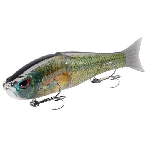 Bassdash SwimShad Glide Baits Jointed Swimbait Bass Pike Salmon Trout Muskie Fishing Lure,3-Pack - color: Fluorescent White Shad +Emerald Shiner +Lake Chub, size: 4.5in/0.65oz