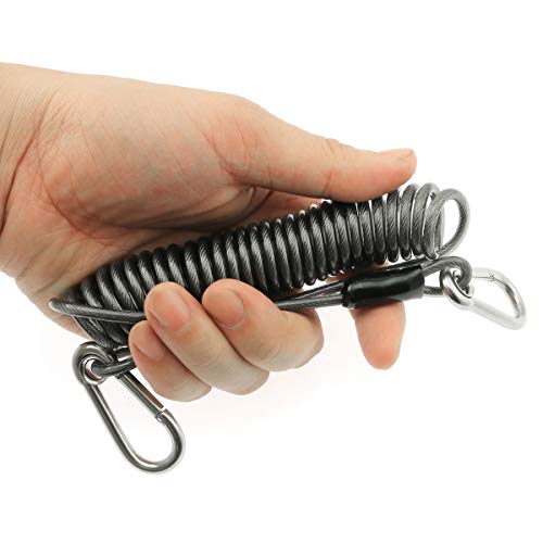 Fishing Coiled Lanyard Stainless Steel Wire Lost Hand Rope Telescopic Rope Hook Loss Prevention Fishing Accessories Tools for Mountaineering, Fishing, Boating, Hiking, Camping and Hunting