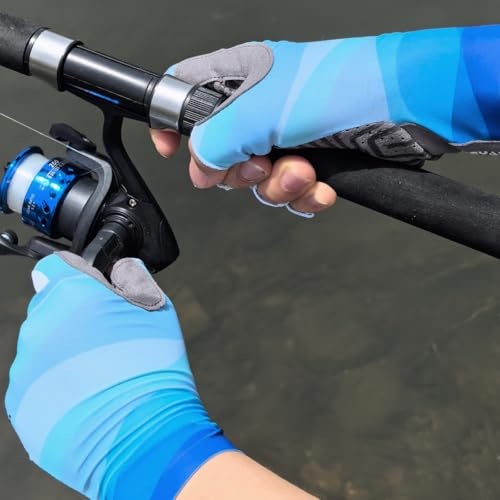 Fishing Gloves UV Protection Fingerless Sun Gloves Men Women for Cycling Hunting Kayaking Hiking Sailing - color: Blue, size: X-Large