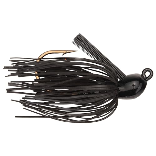 Strike King Bitsy Flip Jig Fishing Lure, Extra-Strong Weed Guard - color: Black, size: 3/8 oz