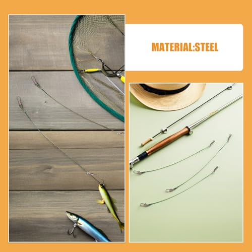 Yardwe 60pcs Fishing Wire Leader: Bite-Proof Steel Fishing Line - High Strength Leader Line Tackle for Saltwater and Freshwater - Portable Wire Trace Kit 15/20/25cm