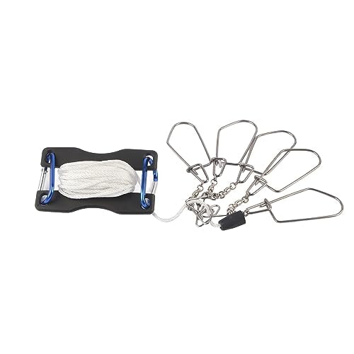 Live Fish Lock Portable Stainless Steel Fishing Stringer with Wear - Resistant Nylon Rope, D - Shaped Carabiner and Quick - Release Pin for Big Game Lure Fishing - color: Black