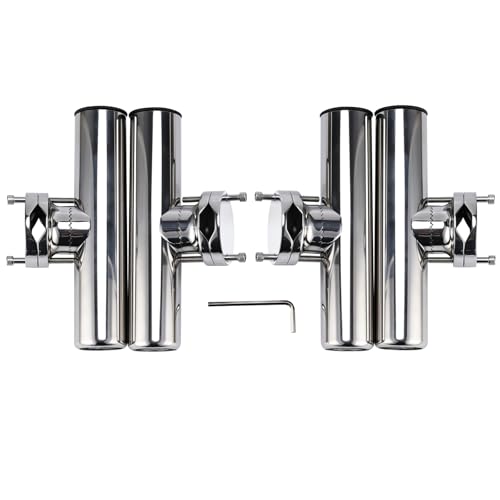 NovelBee 4pcs Boat Fishing Rod Holder Stainless Clamp on Fishing Rod Pole Holder for Rails 1-1/4" to 2"