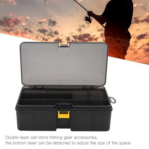 Fishing Tackle Box Water-proof Bait & Lure Organizer with Removable Dividers, Portable PP Plastic Storage for Fishing Accessories (21.5x12x6.7cm)