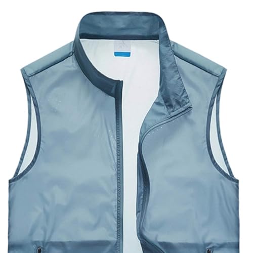 Fishing Vest - Fishing Vests for Men Zip Up Lightweight Sleeveless Utility Jackets Quick Dry Outwear Vests with Pockets - color: 01# Light Blue, size: 3X-Large