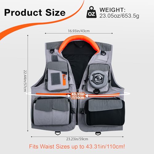 Goture Fishing Vest,Lightweight Breathable Nylon Fly Fishing Vest for Men and Women,20 Pockets Vests for Outdoor Activities