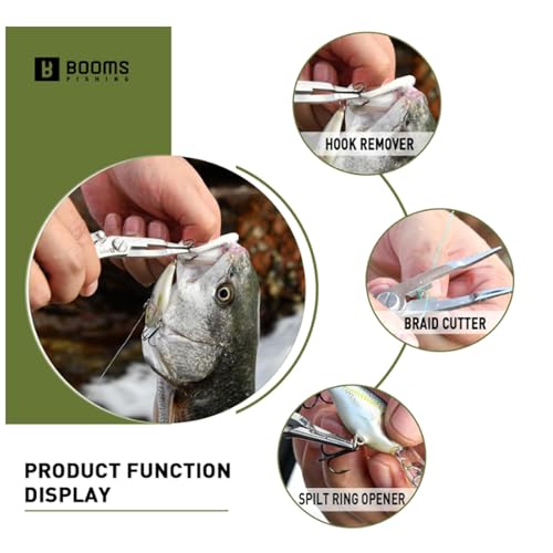 Xindojuz 1 PCS Fishing Pliers Hook Remover, Fishing Scissors Line Cutter, Split Ring Fishings Pliers Saltwater with Safety Lock, Stainless Steel Fishings Tools with Sheath, Gifts for Men Women