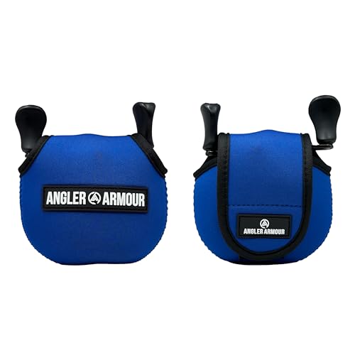 Angler Armour Baitcast Reel Cover | Baitcaster Sleeve | Fishing Reel Pouch | Low Profile Baitcasting Reel Protector | Neoprene Reel Case | 50 100 200 Series Baitcast Covers - color: Marine Blue