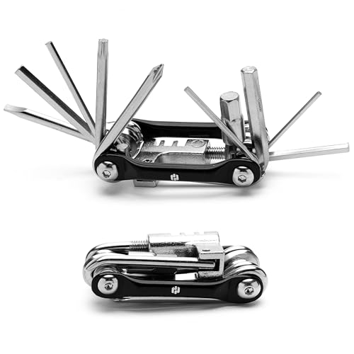 Bike Multitool - Bike Tool Kit -12 In 1 Lightweight Stainless Steel Bicycle Multi tool - Safety Locking, Survival Gear With Hex Key, Screwdriver, Chain Cutting Tool by Hayvenhurst - style: Bicycle Multitool