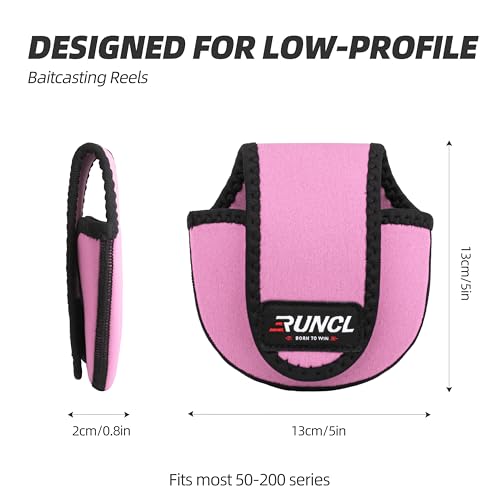 RUNCL Baitcasting Reel Bag – Protective Storage Pouch for Baitcasting Reels & Spinning Reels, Lightweight & Durable, Ideal for Freshwater & Saltwater Fishing Trips (pink& Black) - color: B-pink& Black