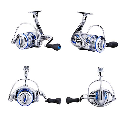 Diwa Spinning Fishing Reels for Saltwater Freshwater 3000 4000 5000 6000 7000 Spools Ultra Smooth Ultralight Powerful Trout Bass Carp Gear Stainless Ball Bearings Metal Body Ice Fishing Reels - style: 4000