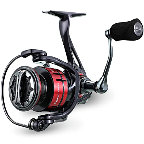 Tempo Expert Ultralight Spinning Reel with Magnesium Body, 6.2:1 Gear Ratio, 41LBs Max Carbon-Fiber Drag, 10+1 BB, Smooth Powerful Freshwater and Inshore Bass & Catfish Fishing, Red
