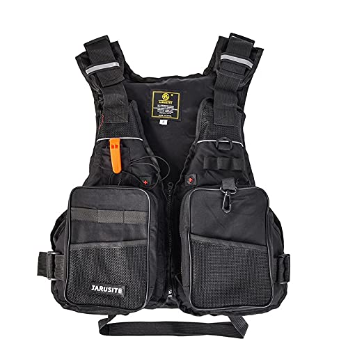 JKSPORTS Fishing Vest Safety Life Jacket for Swimming Sailing Boating Kayak Floating Multifunction for Men and Women Vest/Kayak - color: Black