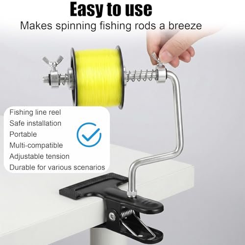 Fishing Line Spooler, Portable Fishing Reel Spooler Adjustable Tangle-Free Line Winder Spooling Station for Spinning & Baitcasting Reels