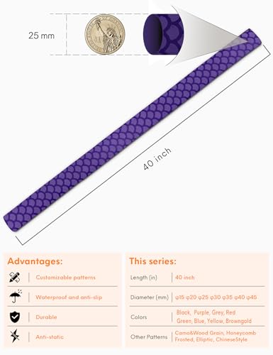 Accering Fishscale Durable Heat Shrink Tubing for Fishing Rods (φ25mm, Purple) - color: Purple, size: φ25mm, L3.3ft