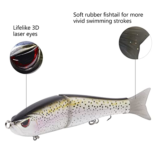 Bassdash SwimShad Glide Baits Jointed Swimbait Bass Pike Salmon Trout Muskie Fishing Lure,3-Pack - color: Rainbow Trout + Striper + Firetiger, size: 4.5in/0.65oz
