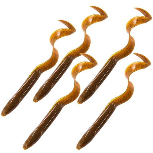 Dr.Fish 5 Pack Sand EEL Lures Saltwater Soft Fishing Lures Swimbait 6 Inch 3/8oz Surf Fishing Creature Baits Soft Plastic Artificial Ribbontail Worm - color: Watermelon