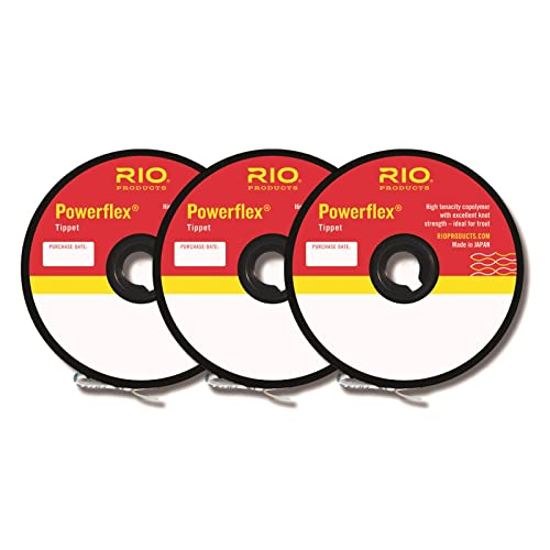 RIO Products Powerflex Tippet, Freshwater Fly Fishing Trout Tippet, Superb Knot Strength, Stretch, and Suppleness, 30yd Spools, 3 Pack - size: 3X - 5X