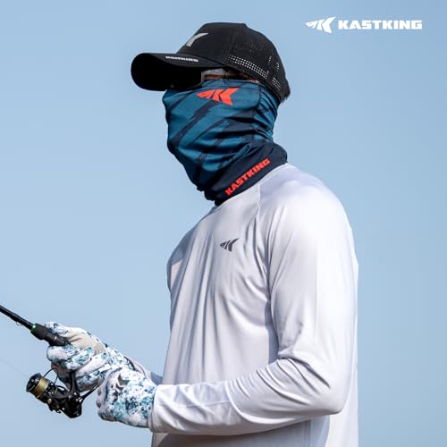 KastKing Ultimate Angler Neck Gaiter, UPF 50 Sun Mask, Sun Gaiters for Men & Women, Hydrocool Technology, Fishing, Hiking - color: E: Jaws (Size: 19"x9.5")