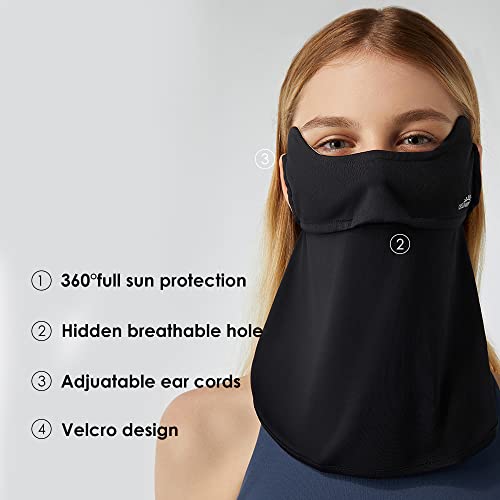 Sun UV Face Mask UPF50+ Neck Gaiter Scarf Breathable Cooling Face Cover for Outdoor Activities - color: Black