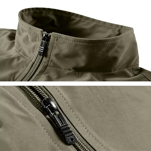 Mens Golf Vest Waterproof Fishing Shirt Zip Up Sleeveless Jacket with Pockets Outdoor Camping Hiking Shirts Travel Photo Vest - color: A07 Khaki, size: Medium