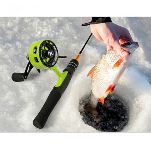 Ice Fishing Reel, 3.2:1 Gear Ratio Ultra Smooth 3+1 Ball Bearings and Magnetic Drop System, Aluminum Alloy Fishing Reel for Ice Fishing and Winter Angling - color: Green-Left