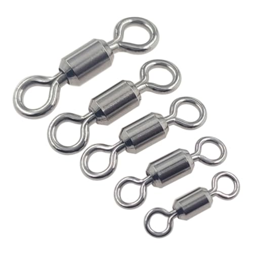 100 Pcs Fishing Swivels Saltwater, 100% 304 Stainless Steel Power Swivel Corrosion Resistance Barrel Swivels High Strength Freshwater Fishing Line Lure Leader Connectors - size: 2# 0.83" / 300 LB