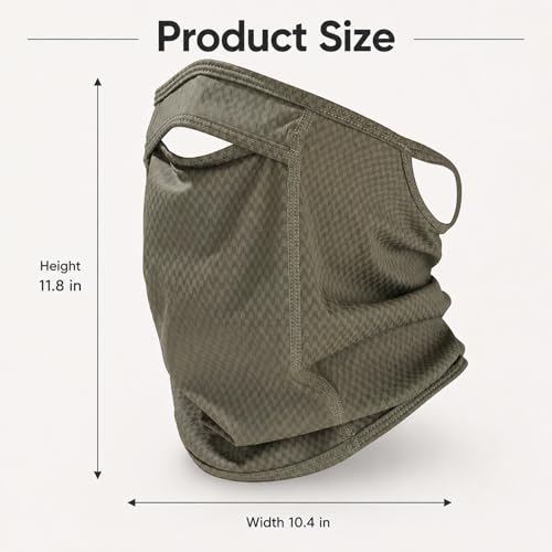 Sun Protection Face Mask with Neck Cover, Cooling Breathable Ear Loop Neck Gaiter for Fishing Cycling Running - color: Army Green