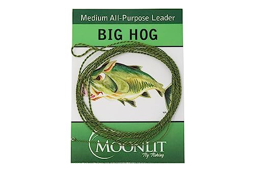 Big HOG Medium All-Purpose Fly Leader - Dries/Streamer/Nymph (Quality USA Made Moonlit Furled Leader) - size: 7-8wt