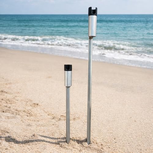 Lee Fisher Sports Aluminum Sand Spike Rod Holder – 28” Beach Fishing Rod Holder for Surf, Pier & Shore Anglers