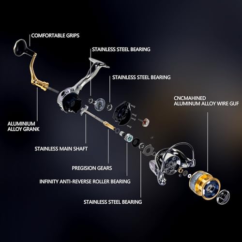 Spinning Fishing Reel for Freshwater Saltwater Fishing, Anti-Reverse with Front-Adjustable Drag - style: Gx3000 (13+1 Ball Bearings)
