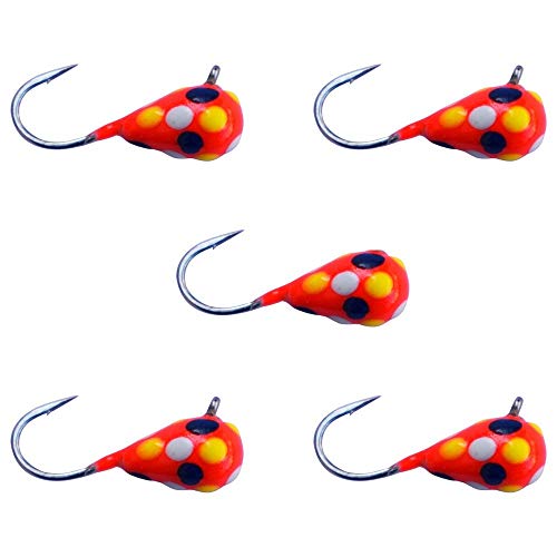WONDERBREAD Glow Paint D-Style Tungsten JIGS (5-Pack) - color: Red White Yellow Blue Spot Glow Wonderbread, size: 3mm - #16 Hook