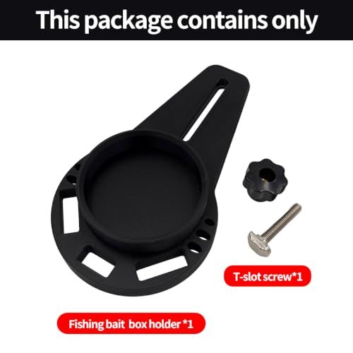 Kayak Fishing Bait Holder, Rail Mount Fishing Tool Organizer, No Drill Kayak Accessories for Lures, Hooks, Pliers & Tackle Storage, Compatible with Kayak and Boat Track Rails, Black