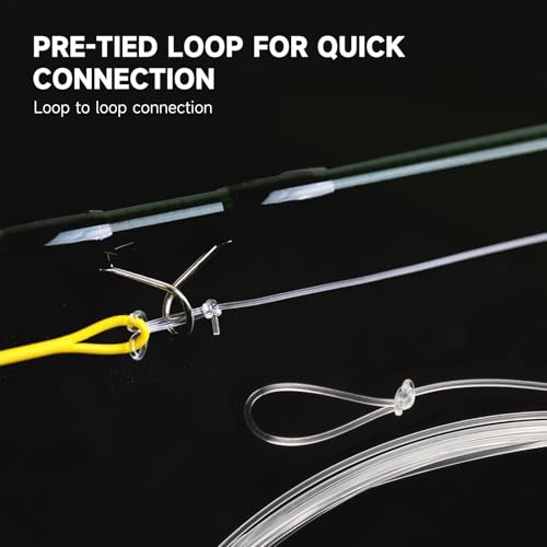 Maxcatch Fluorocarbon Tapered Leader 6 Pack – Fly Fishing Leaders with Pre-Tied Loop, 100% Pure Fluorocarbon, High Strength & Low Visibility, 9ft – 3X/4X/5X/6X - size: 9FT 5X-6 PACK
