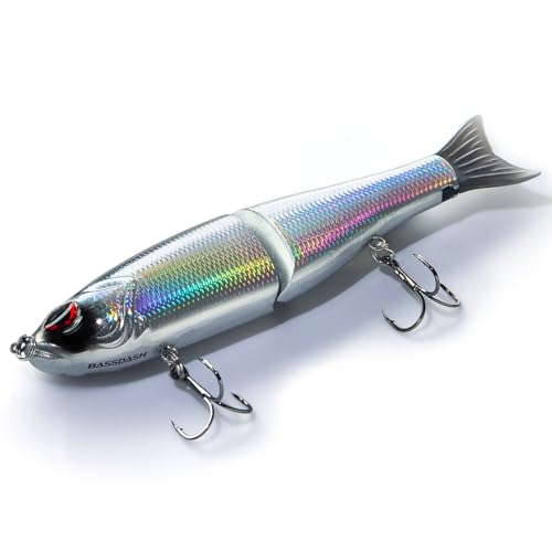 Bassdash SwimShad Glide Baits Jointed Swimbait Bass Pike Salmon Trout Muskie Fishing Lure - color: Black/Silver, size: 7in/2.2oz