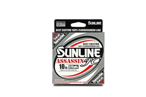 Sunline Assassin FC Fluorocarbon Fishing Line – 100% Fluorocarbon, P-Ion Technology, Multiple Line Weights & Spool Sizes - size: 10-Pound/ 225-Yards