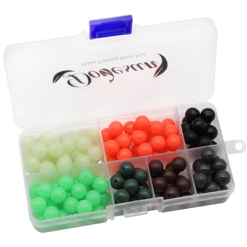 Dovesun Soft Rubber Fishing Beads Fishing Bait Eggs Accessories 7 Colors with Tackle-Box 0.23in(600pcs), 0.31in(250pcs), 0.39in(120pcs) - color: Round-0.39in/10mm*120pcs