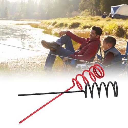 2 Pcs Fishing Rod Holder, Spiral Heavy Duty Metal Spiral Pole Stand Rack Bracket Ground Support Stand for Bank Fishing,11.8inch Length(Black&Red)