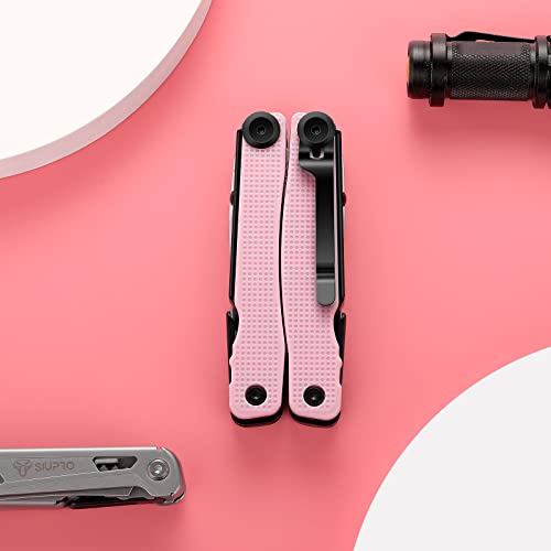 SIUPRO Multitool Pocket Knife for Men, Women, Tactical Multi Tool with Pliers, Saw, Screwdriver, All Self-Locking, Survival Gear With Clip and Pouch for Camping, Gifts Idea, Pink - color: Pink