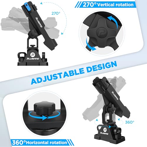 PLUSINNO 2 in 1 Fishing Rod Holders for Boat, Kayak Fishing Rod Holder, Fishing Pole Holders for Track Mount / Deck Mount, Fishing Gear with Fishing Rod Protective Strap, Fishing Accessories & Gifts - color: Rod Holder - 1 Pack(No Track)