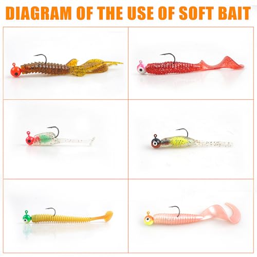 Fishing Jig Head Hooks Set, 20/40pcs Assorted Painted Round Jig Heads with Big Eyes 3/8 1/4 1/8 1/16 1/32oz Crappie Jig Heads for Bass Trout Walleye Freshwater Saltwater Fishing - style: 1/4oz-40pcs
