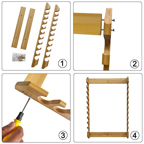 Wall Mount Fishing Rod Rack, Wooden Fishing Pole Holder, Heavy Duty Fishing Rod Storage Organizer for Garage Home Wall, Space Saving Fishing Gear Display Rack